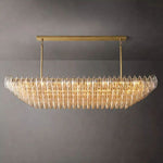 Chiara Lustrous Glass Tiered Rectangular Chandelier 74"