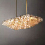 Chiara Lustrous Glass Tiered Rectangular Chandelier 54"