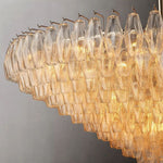Chiara Lustrous Glass Tiered Round Chandelier 62"