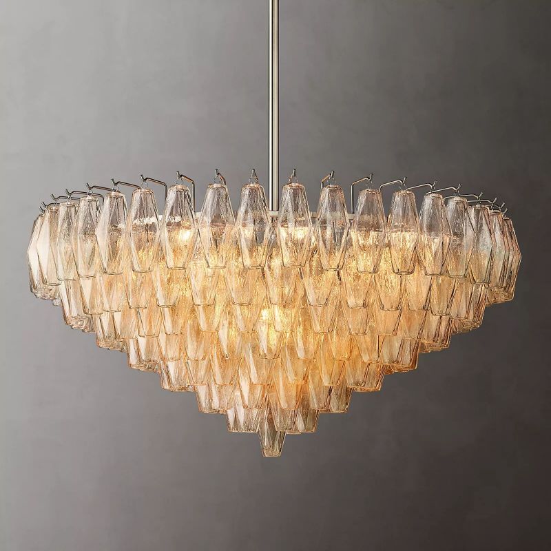 Chiara Lustrous Glass Tiered Round Chandelier 37"
