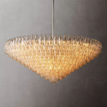 Chiara Lustrous Glass Tiered Round Chandelier 62"