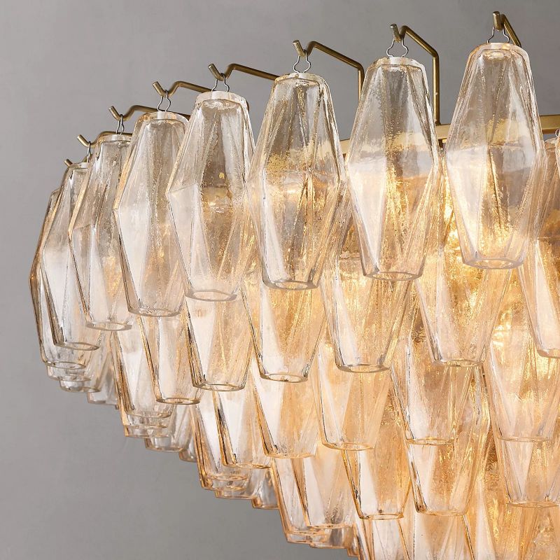 Chiara Lustrous Glass Tiered Round Chandelier 47"