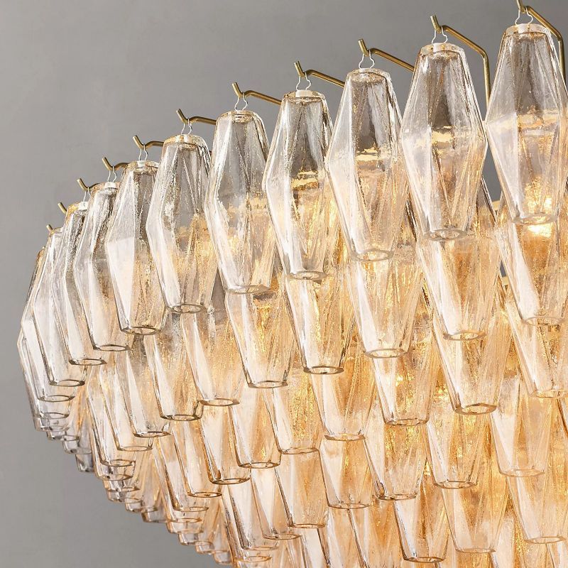 Chiara Lustrous Glass Tiered Round Chandelier 62"