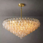 Chiara Lustrous Glass Tiered Round Chandelier 37"