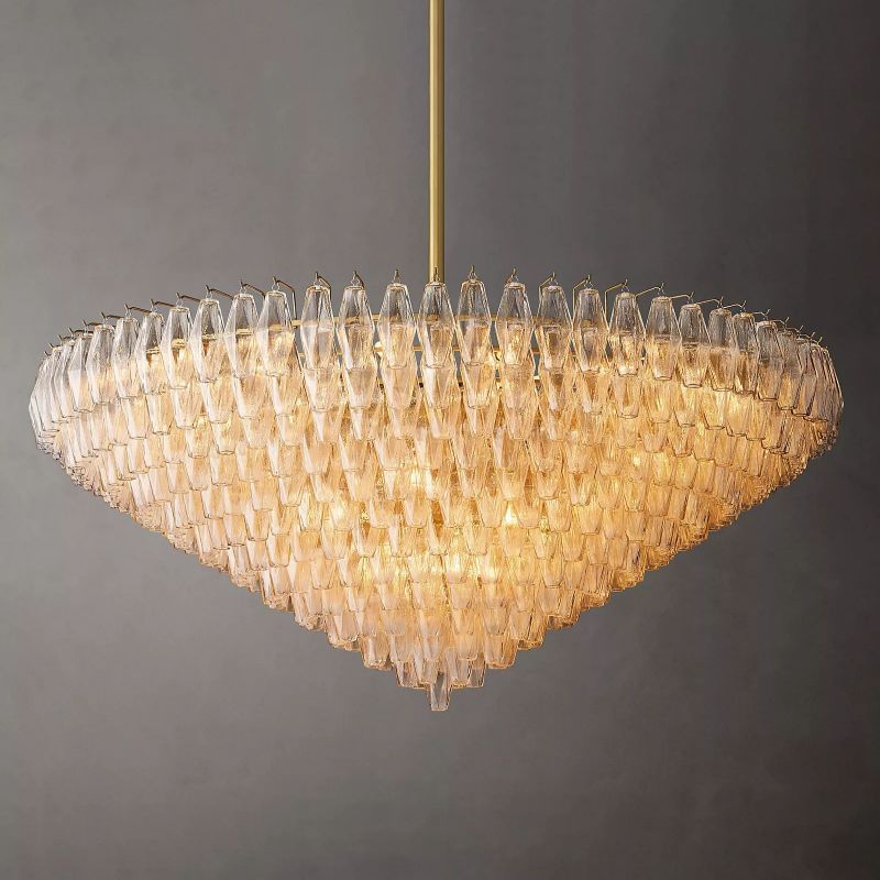 Chiara Lustrous Glass Tiered Round Chandelier 62"