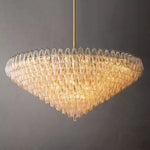 Chiara Lustrous Glass Tiered Round Chandelier 62"