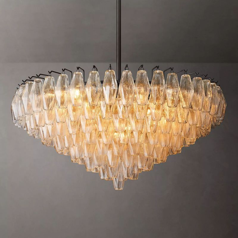 Chiara Lustrous Glass Tiered Round Chandelier 37"