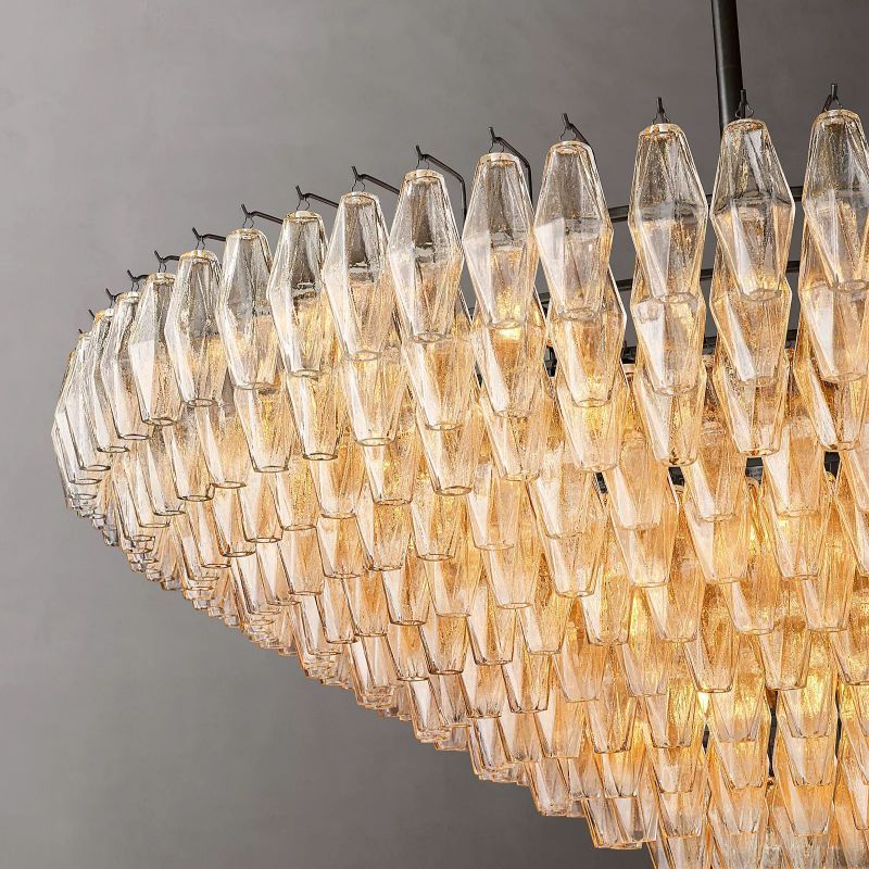 Chiara Lustrous Glass Tiered Round Chandelier 62"