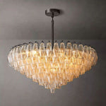 Chiara Lustrous Glass Tiered Round Chandelier 37"