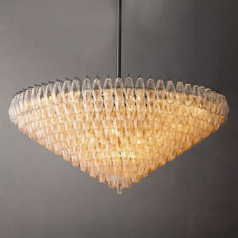 Chiara Lustrous Glass Tiered Round Chandelier 62"