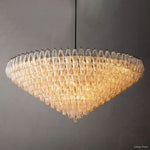 Chiara Lustrous Glass Tiered Round Chandelier 62"