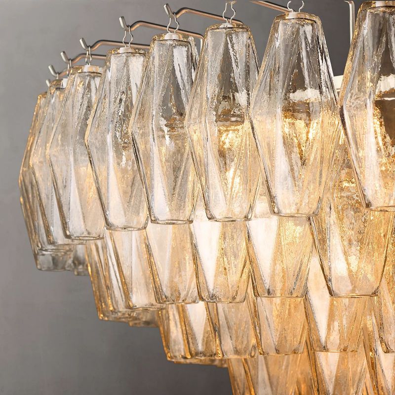 Chiara Lustrous Glass Tiered Round Chandelier 47"