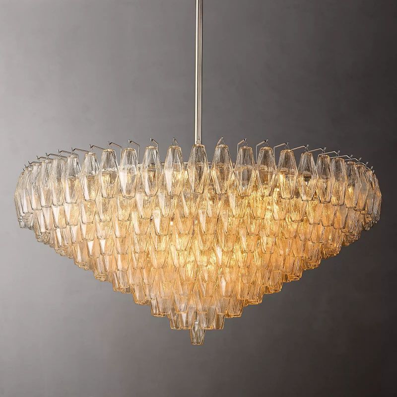 Chiara Lustrous Glass Tiered Round Chandelier 47"