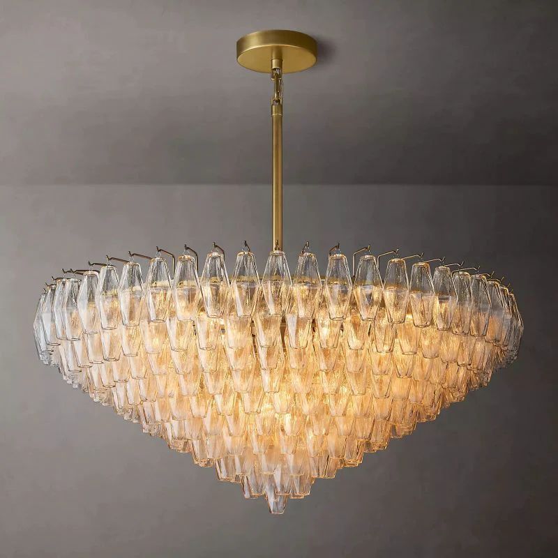 Chiara Lustrous Glass Tiered Round Chandelier 47"