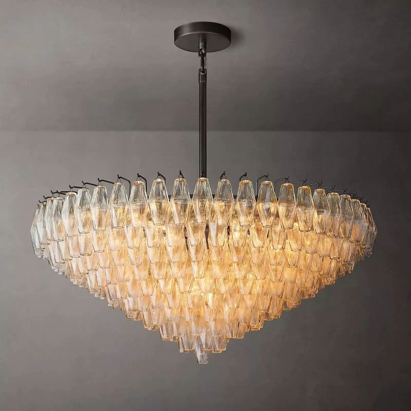 Chiara Lustrous Glass Tiered Round Chandelier 47"