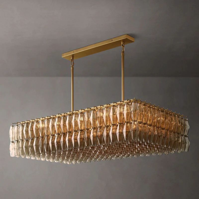 Chiara Lustrous Glass Rectangular Chandelier 54"