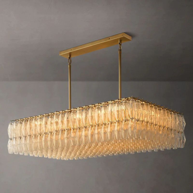 Chiara Lustrous Glass Rectangular Chandelier 54"