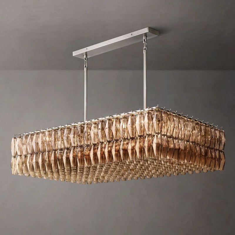 Chiara Lustrous Glass Rectangular Chandelier 54"
