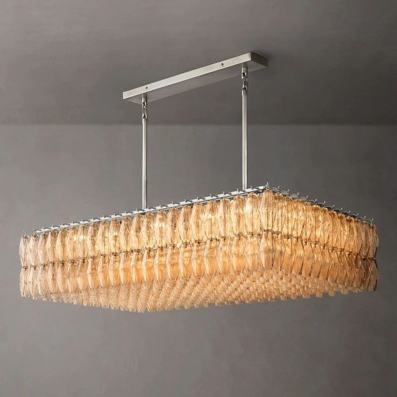 Chiara Lustrous Glass Rectangular Chandelier 54"