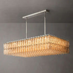 Chiara Lustrous Glass Rectangular Chandelier 54"