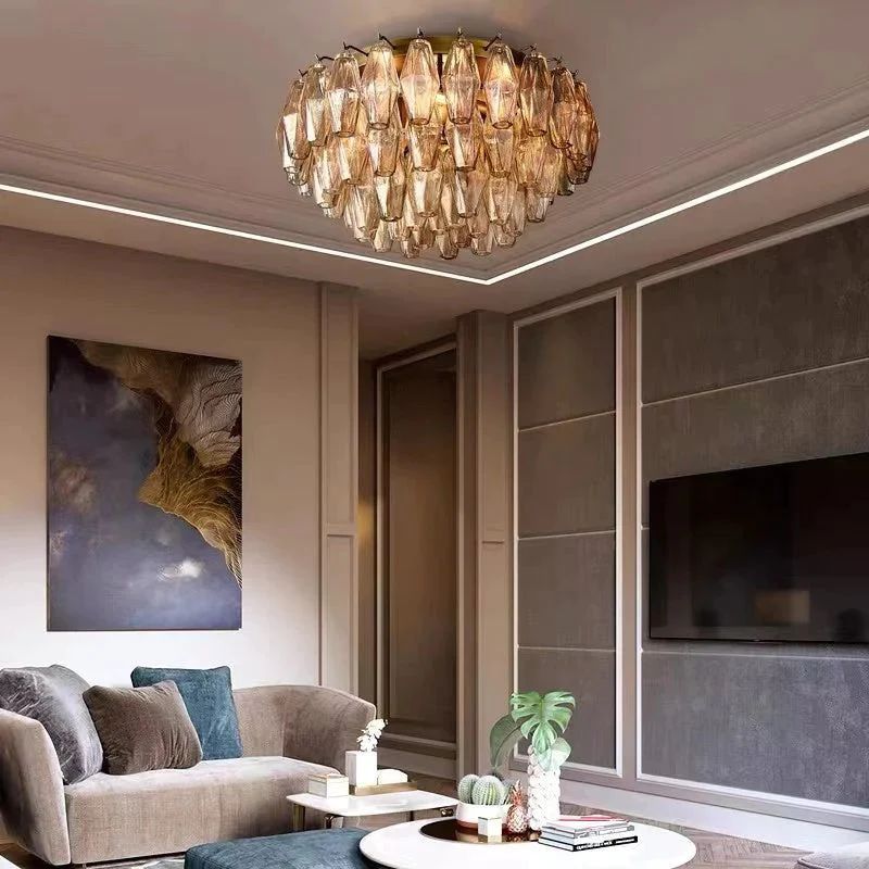 Chiara Lustrous Glass Flush Mount 17"