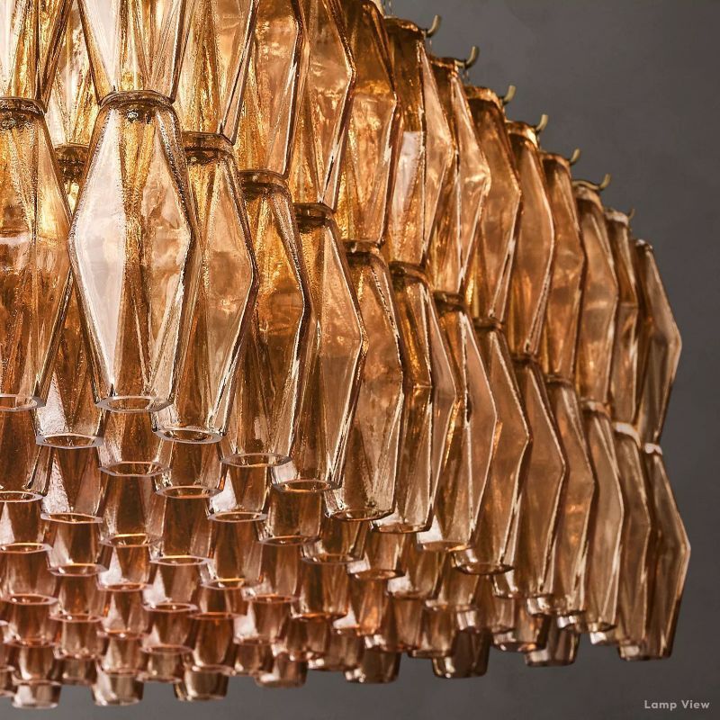 Chiara Lustrous Glass Rectangular Chandelier 74"