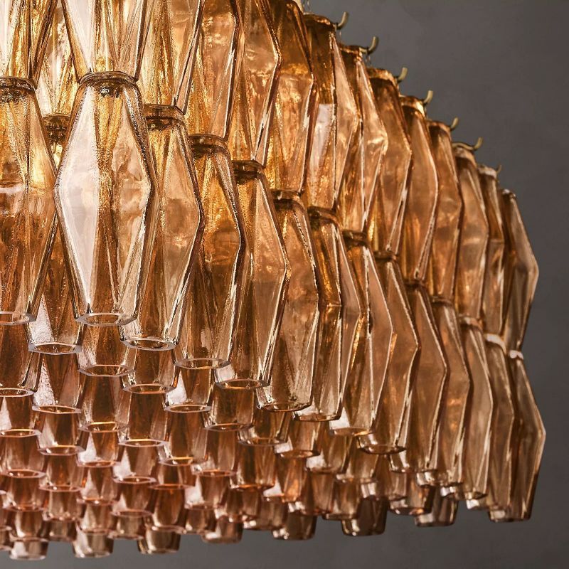 Chiara Lustrous Glass Rectangular Chandelier 74"