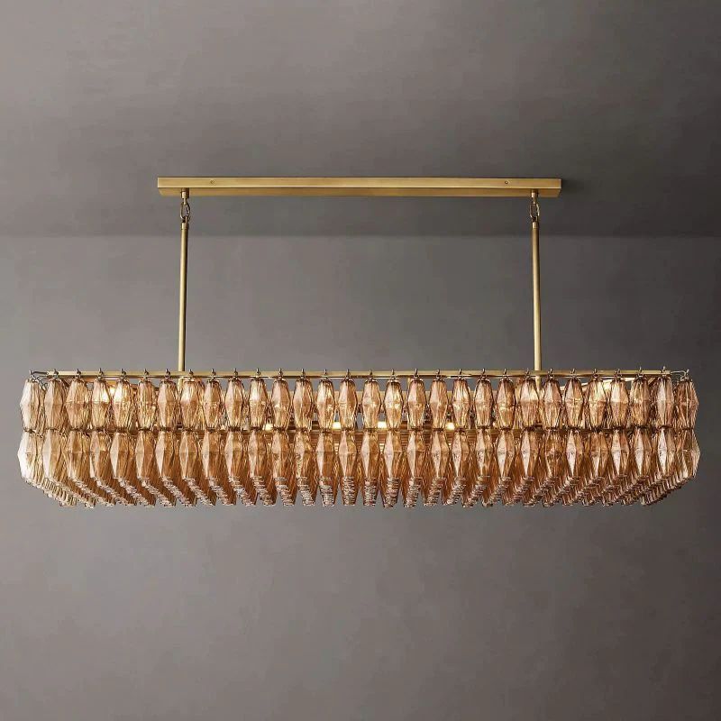Chiara Lustrous Glass Rectangular Chandelier 74"