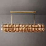 Chiara Lustrous Glass Rectangular Chandelier 74"