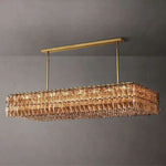 Chiara Lustrous Glass Rectangular Chandelier 74"