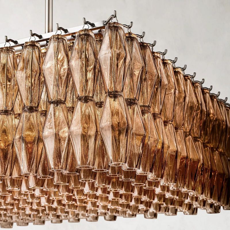 Chiara Lustrous Glass Rectangular Chandelier 74"