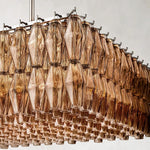 Chiara Lustrous Glass Rectangular Chandelier 74"