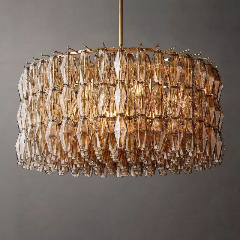 Chiara Lustrous Glass Round Chandelier 37"