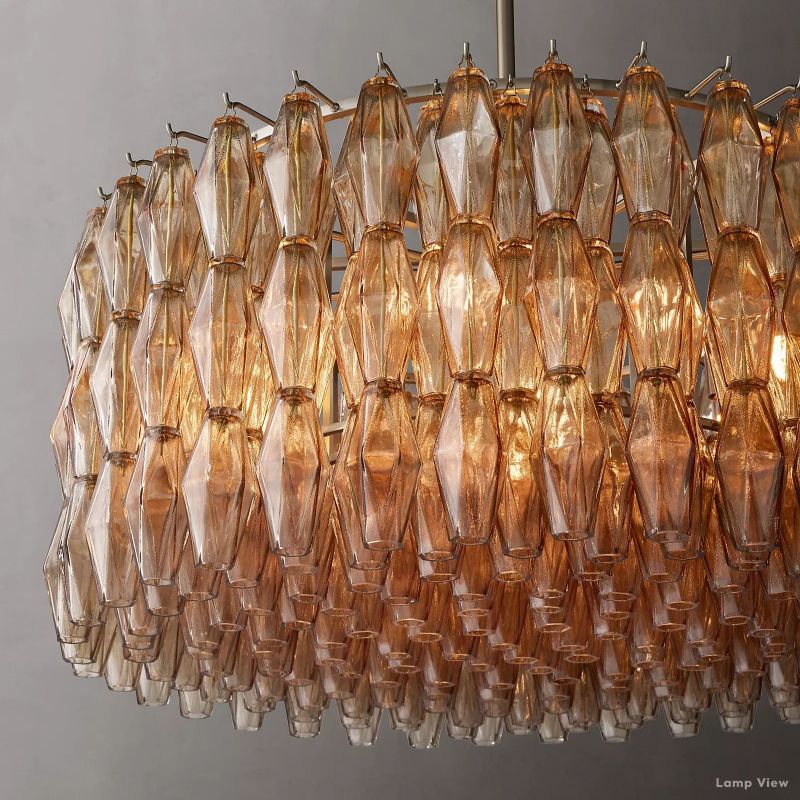 Chiara Lustrous Glass Round Chandelier 37"