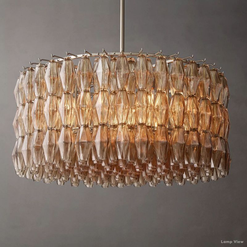 Chiara Lustrous Glass Round Chandelier 37"