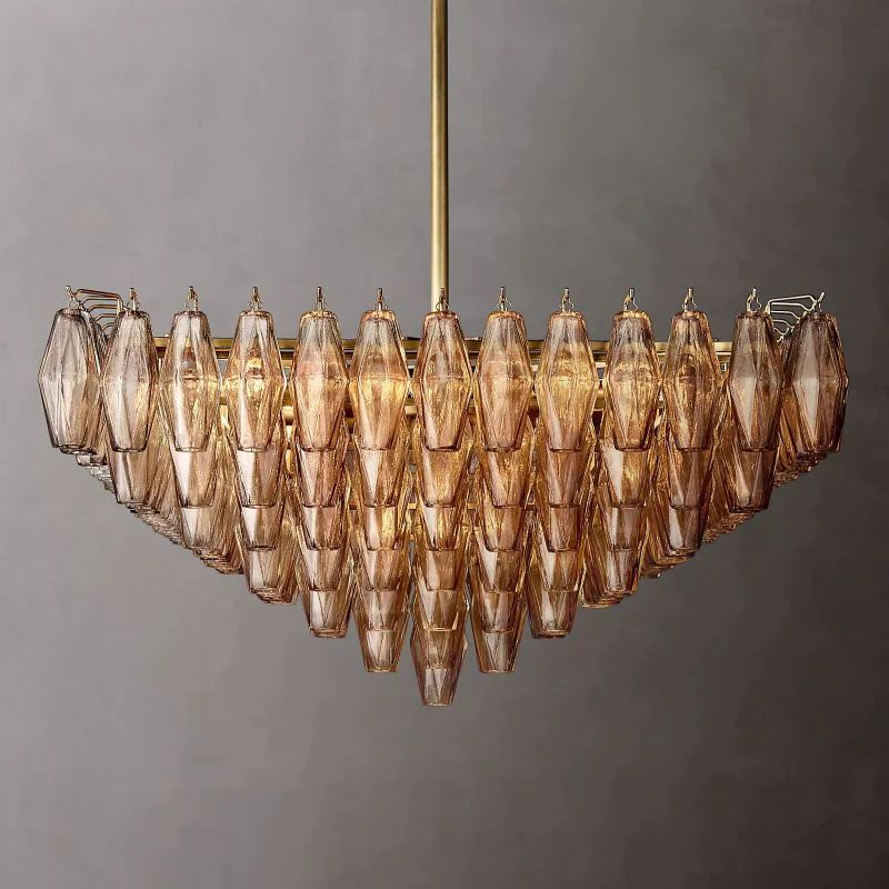 Chiara Lustrous Glass Square Chandelier 32"