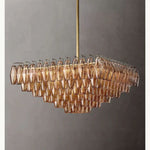 Chiara Lustrous Glass Square Chandelier 32"