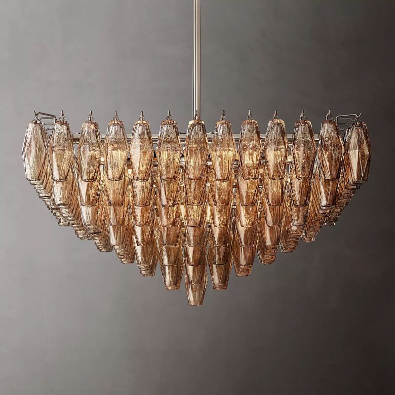 Chiara Lustrous Glass Square Chandelier 32"