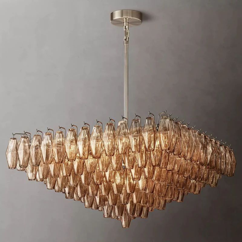 Chiara Lustrous Glass Square Chandelier 32"