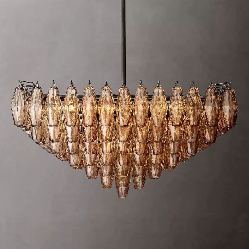 Chiara Lustrous Glass Square Chandelier 32"