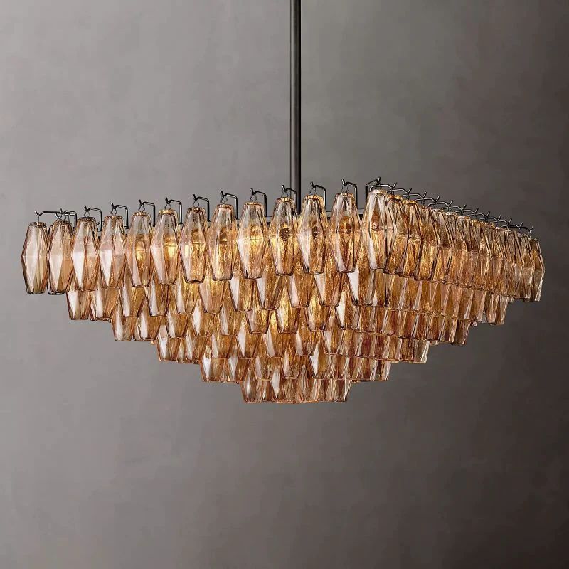 Chiara Lustrous Glass Square Chandelier 32"