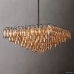 Chiara Lustrous Glass Square Chandelier 32"
