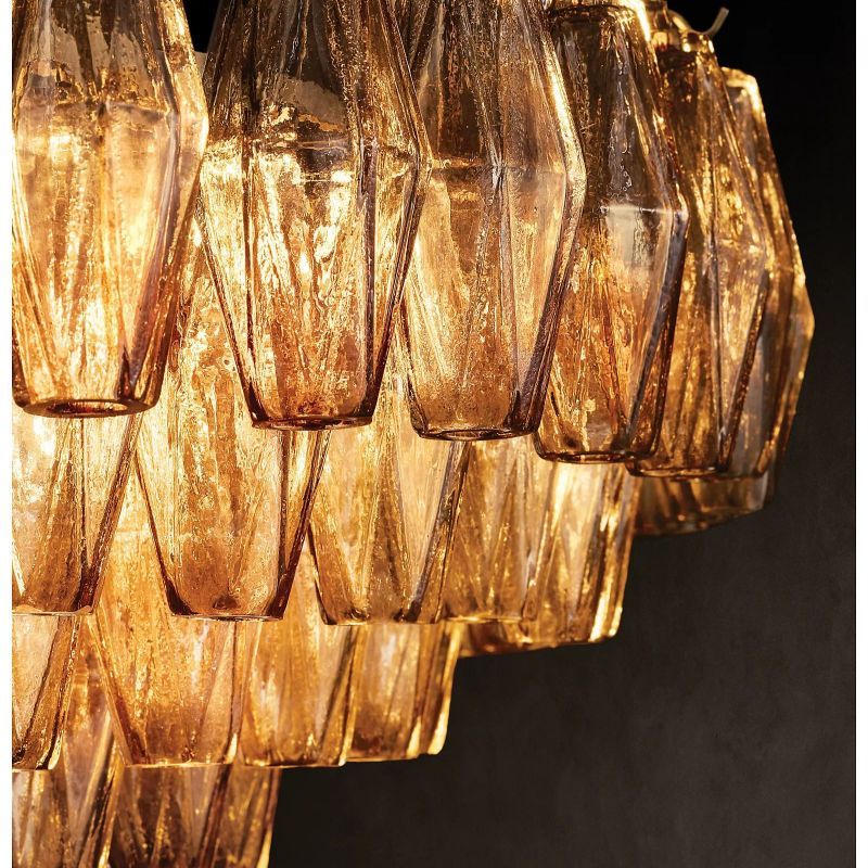Chiara Lustrous Glass Square Chandelier 32"