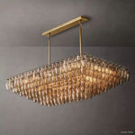 Chiara Lustrous Glass Tiered Rectangular Chandelier 54"