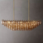 Chiara Lustrous Glass Tiered Rectangular Chandelier 54"