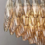Chiara Lustrous Glass Tiered Rectangular Chandelier 54"