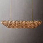 Chiara Lustrous Glass Tiered Rectangular Chandelier 74"