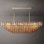 Chiara Lustrous Glass Tiered Rectangular Chandelier 54"