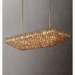 Chiara Lustrous Glass Tiered Rectangular Chandelier 74"