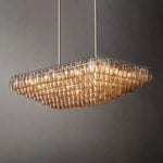 Chiara Lustrous Glass Tiered Rectangular Chandelier 54"